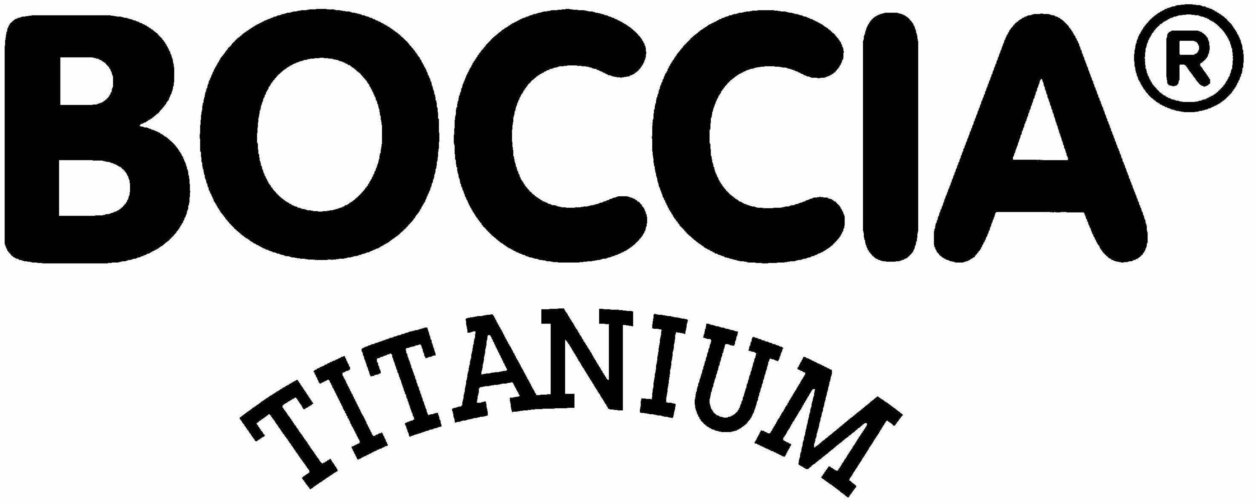 BOCCIA Logo in schwarz mit dem Wort TITANIUM geschwungen darunter