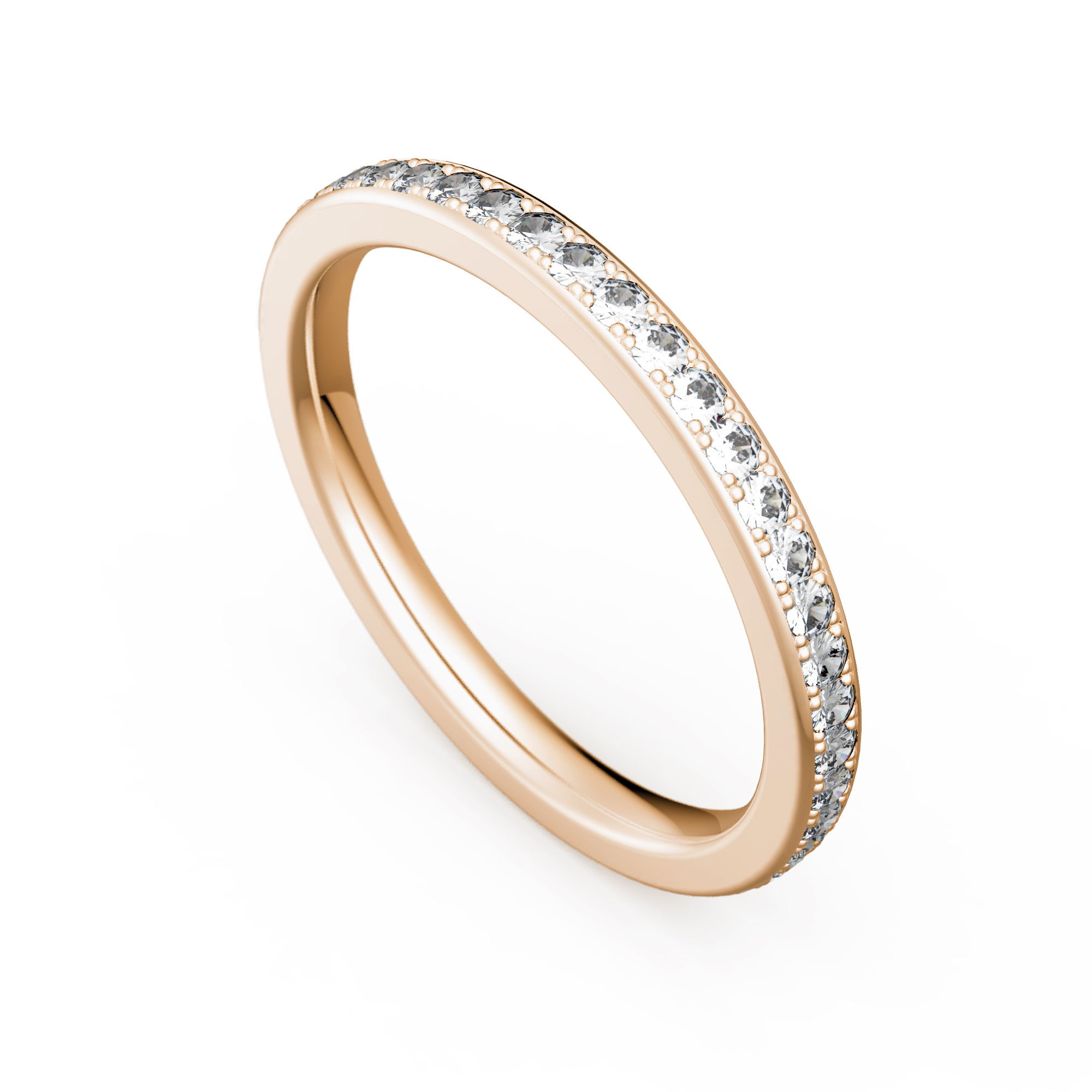 Schmaler rosegoldener Ring mit klaren Steinen als funkelndes Band