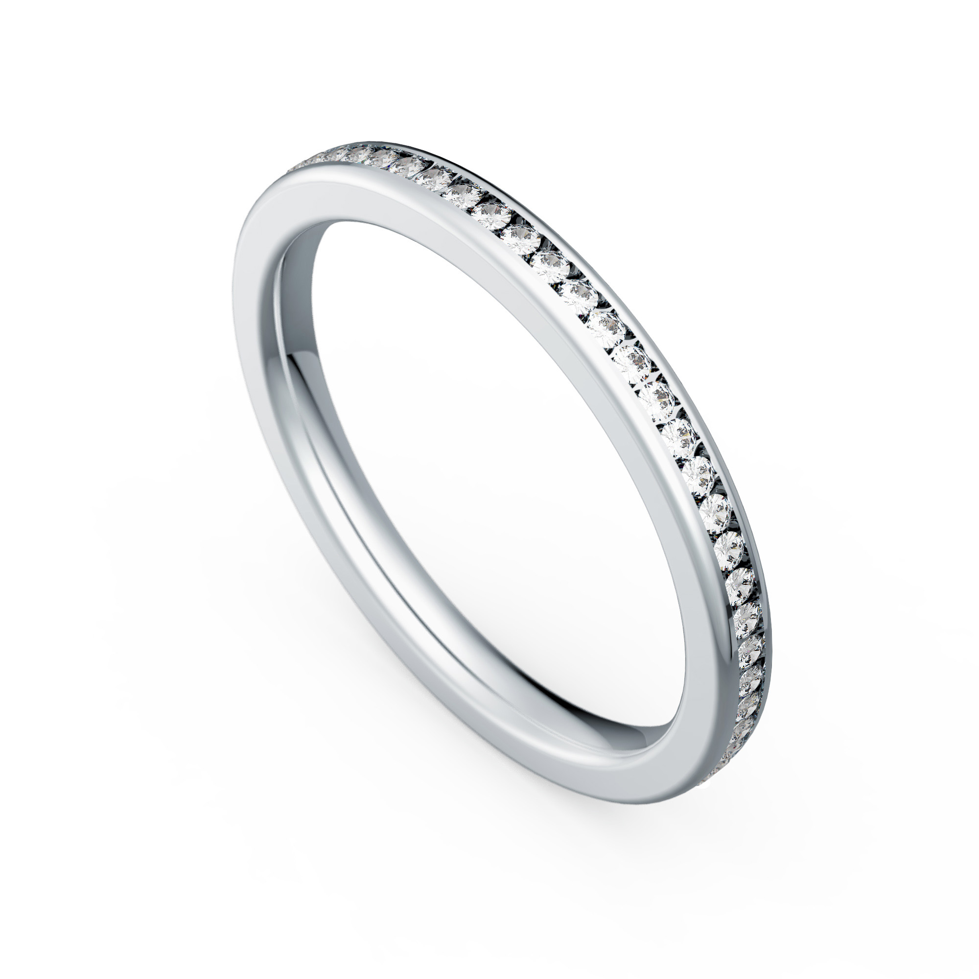 Silberner Ring mit funkelnden Steinen, elegant und schlicht, glänzend