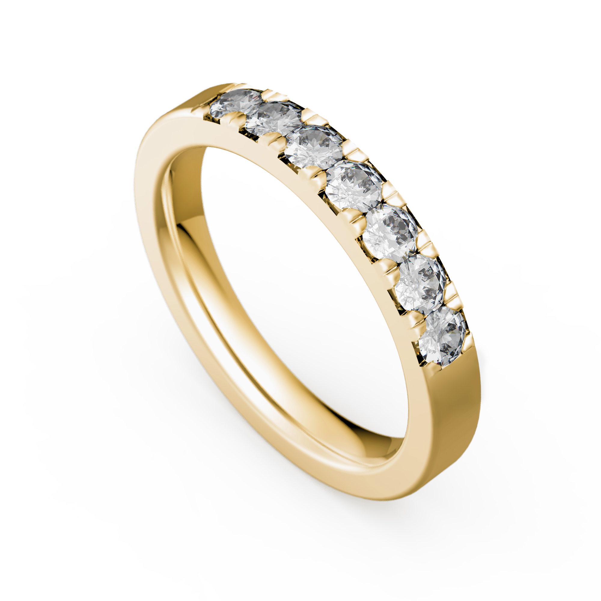 Goldener Ring mit funkelnden Diamanten in Reihe, elegant und glänzend
