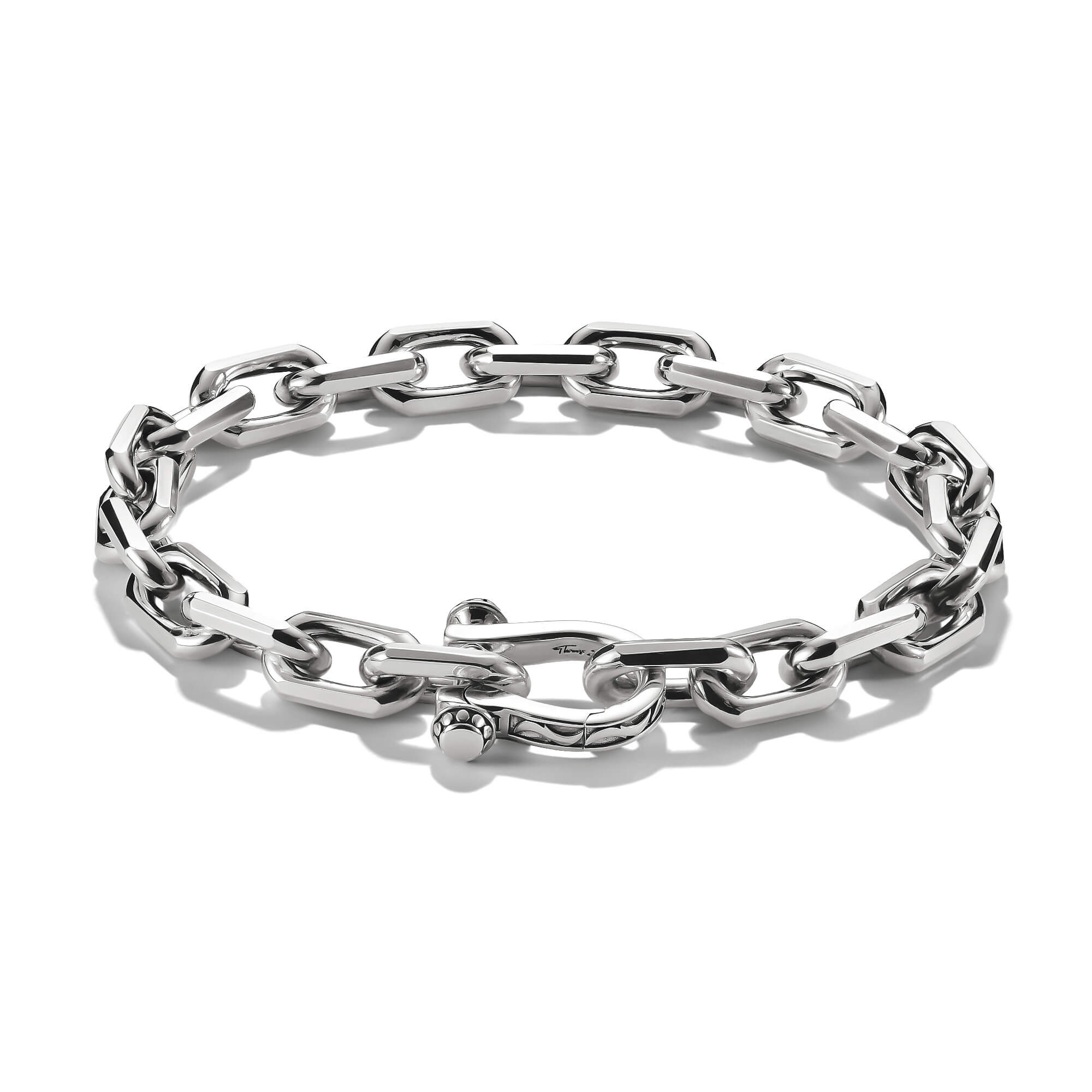Silbernes Gliederarmband mit glänzenden Ovalgliedern und Verschlussdetail
