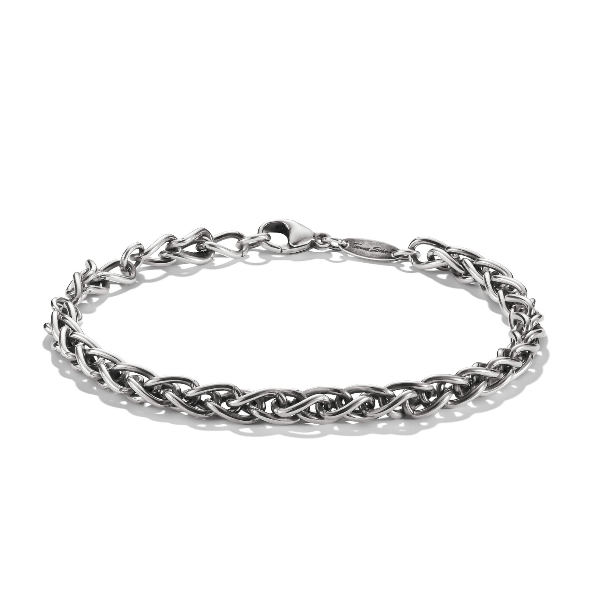 Silbernes Armband mit geflochtenen Gliedern und Karabinerverschluss
