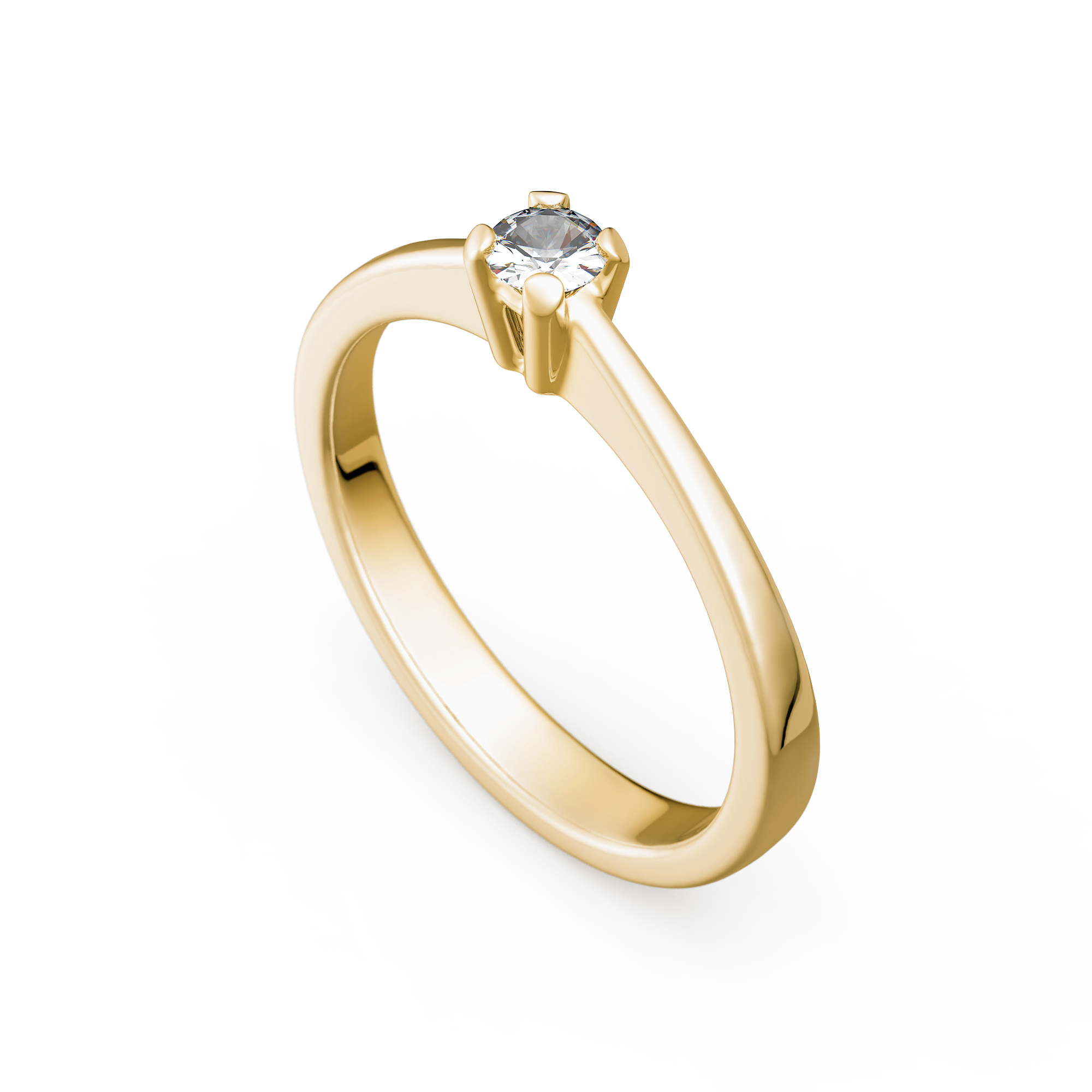 Goldener Solitaerring mit klarem Diamant, elegant und glänzend